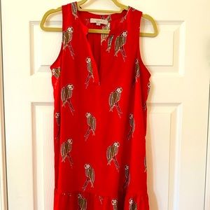 LOFT red parrot dress